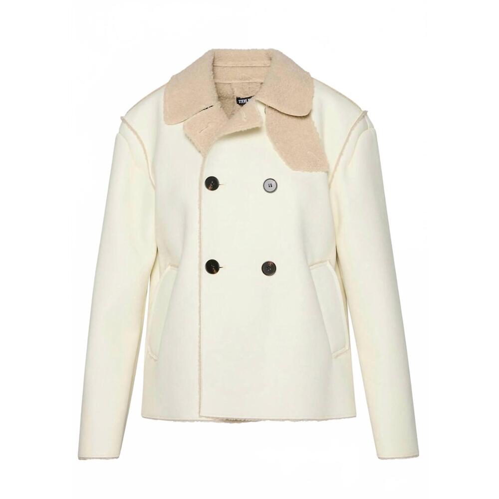 NEW STEVE MADDEN liv button-up coat in cream - Picture 4 of 4